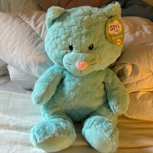 Spark Imagination soft plush baby blue kitty cat plush w/ pink heart nose soft